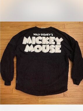 Disney Black Crewneck Mickey Mouse Sherpa Pullover